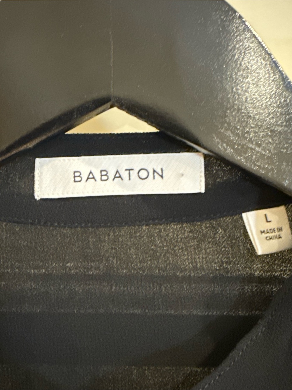 Babaton Button Down Tunic Top Silk Trim Semi Sheer Mandarin Collar Size Large - Picture 3 of 6